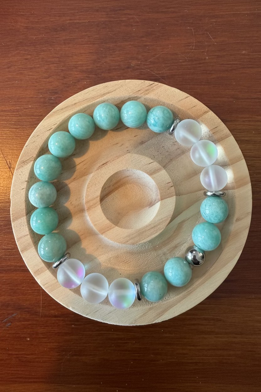 10MM AMAZONITE+MATT MERMAID GLASS