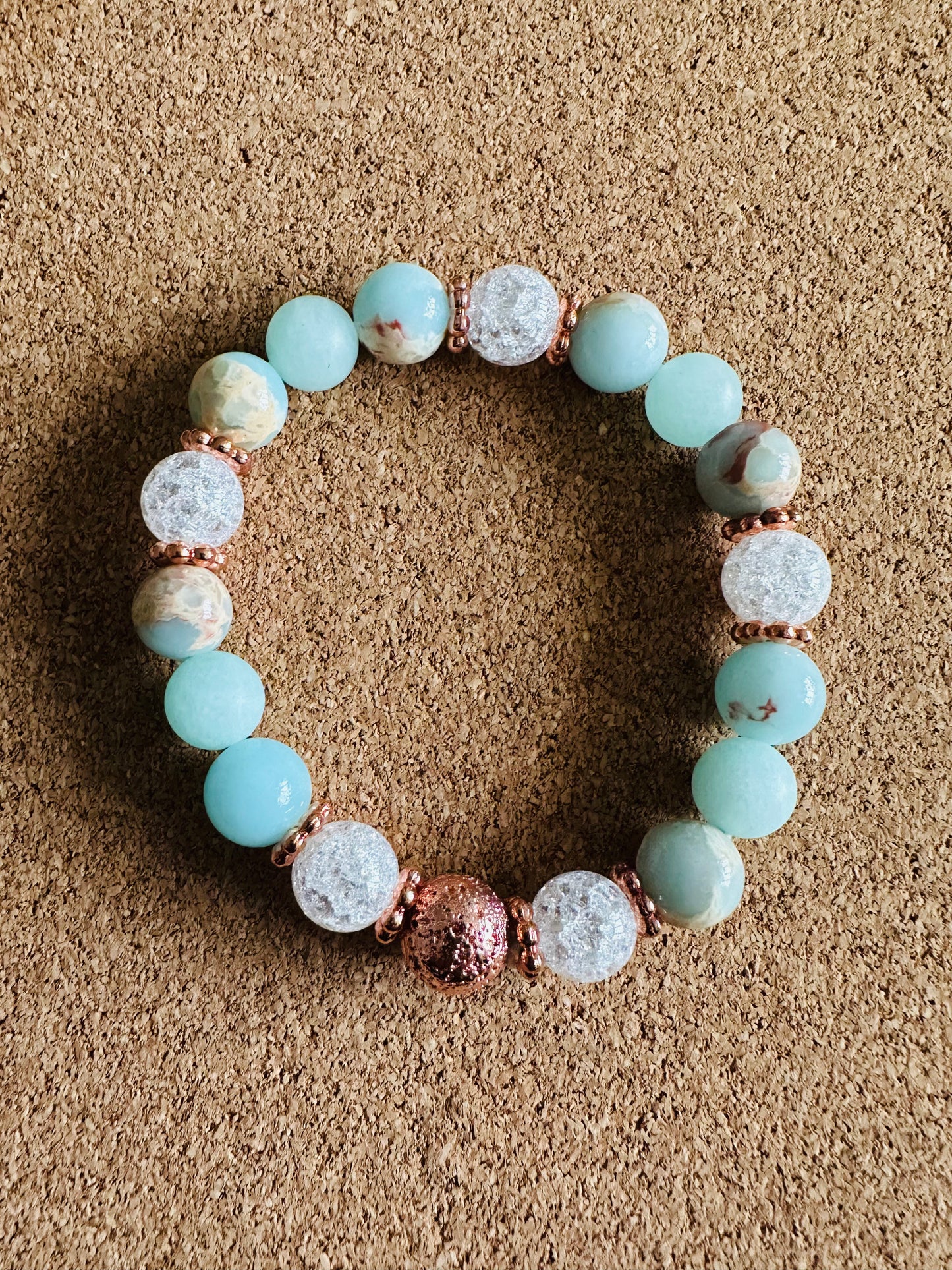 10MM Amazonite+Imperior Jasper+Crackle Quartz Stretch Bracelet