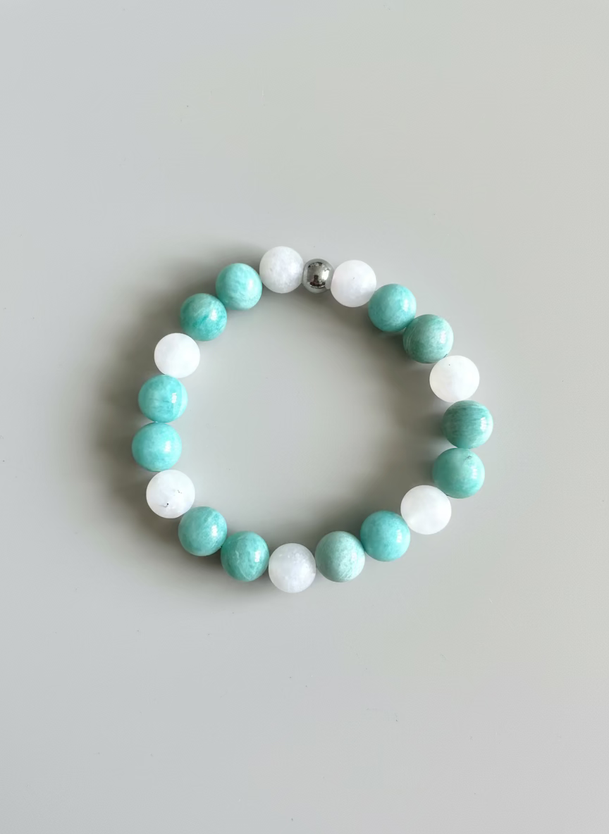 10mm Amazonite+Rose Quartz Stretch Bracelet