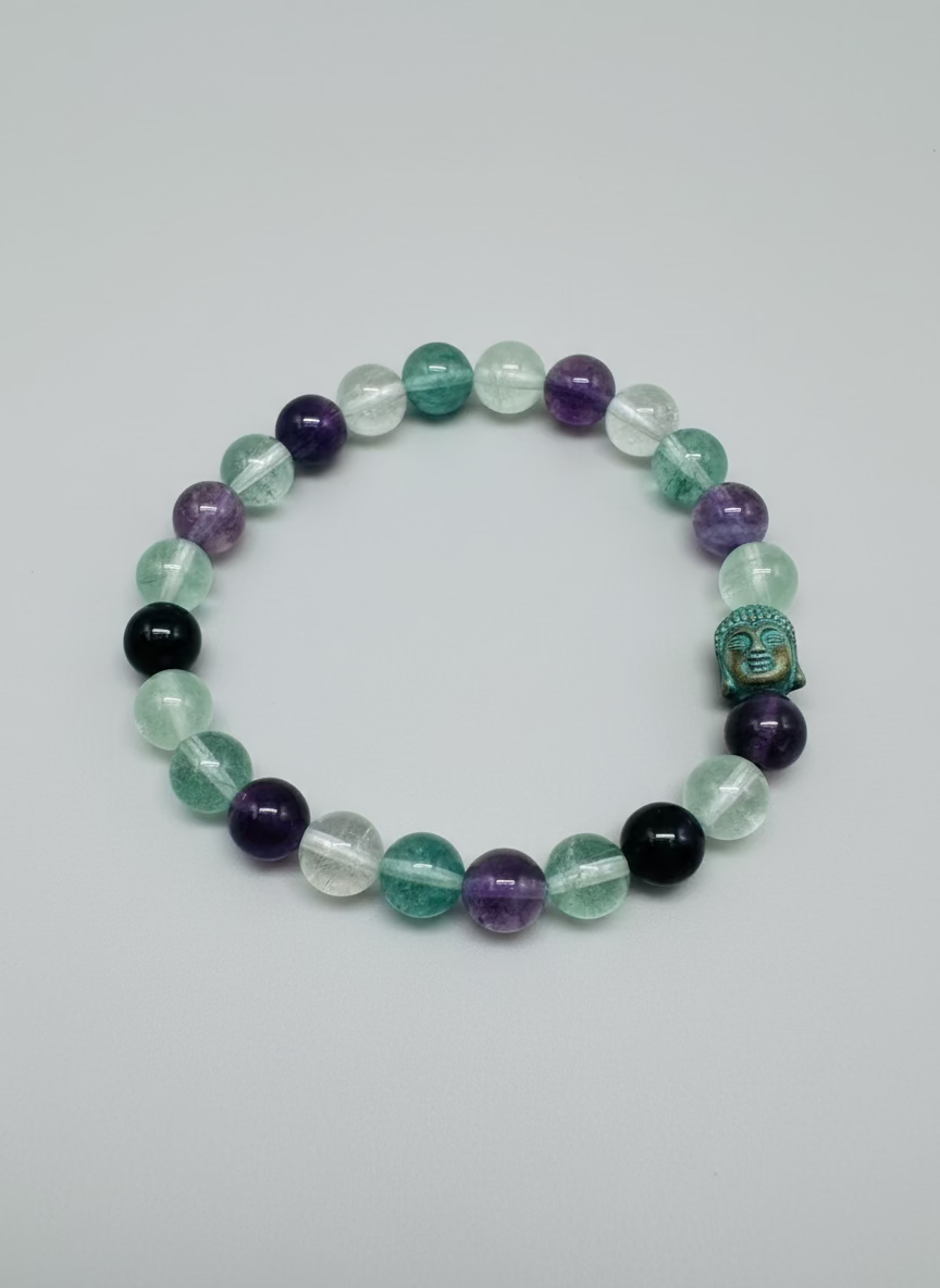 8MM Rainbow Fluorite 8mm Gemstone Stretch Bracelet