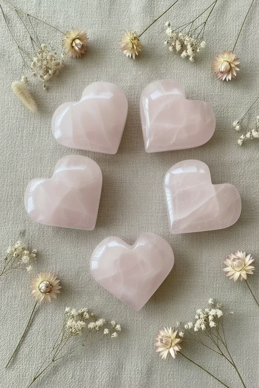 ROSE QUARTZ FACETED HEART