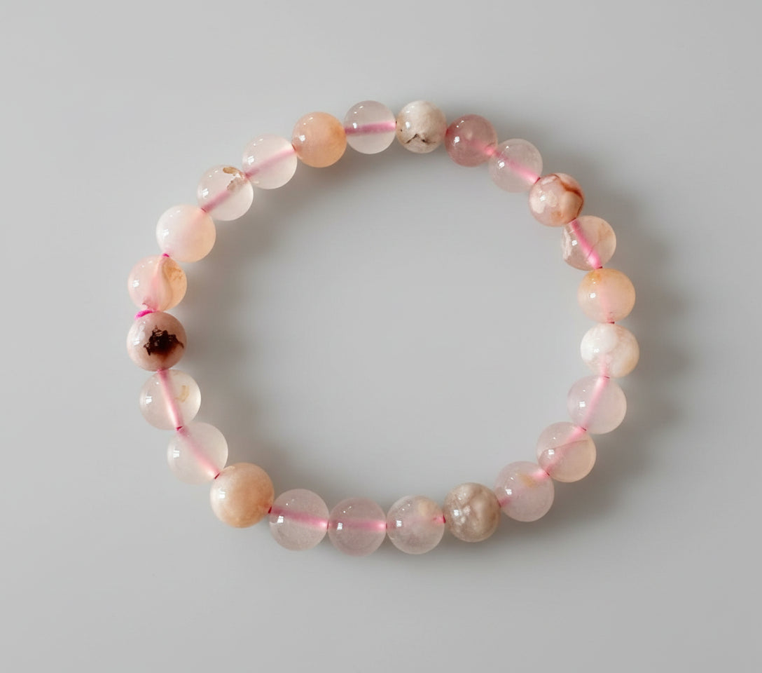 8MM Flower Agate Gemstone bracelet