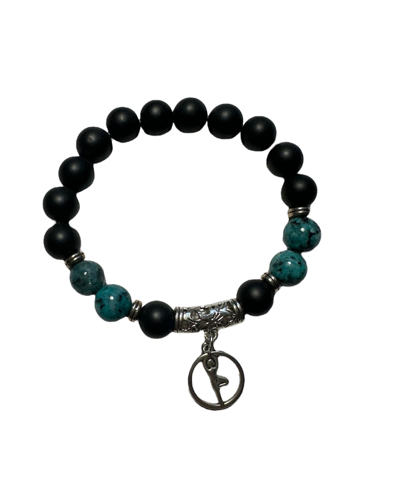10MM Black Onyx and Blue sesame Jasper