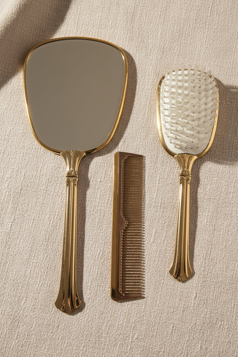 Vintgage Gold Tone Embellished Dresser Set