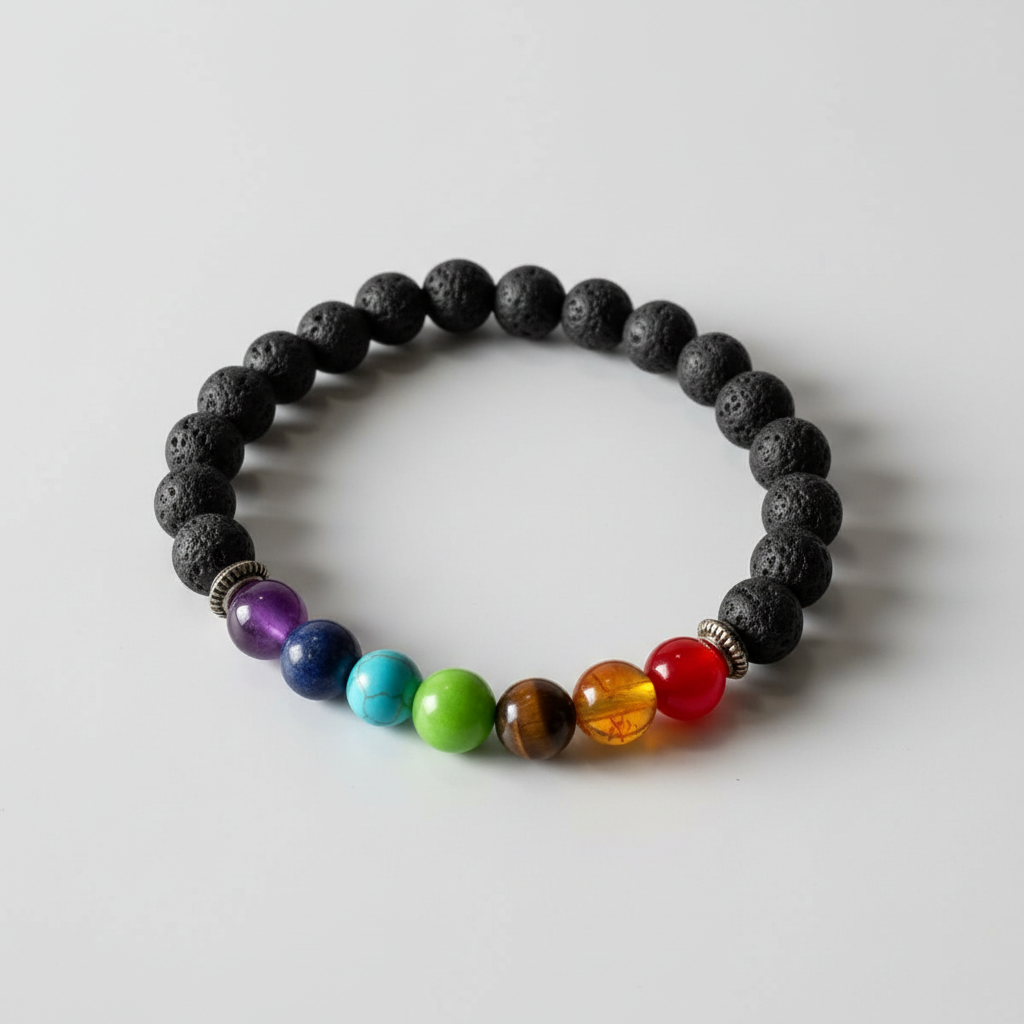 8MM Chakra beads and Lava
