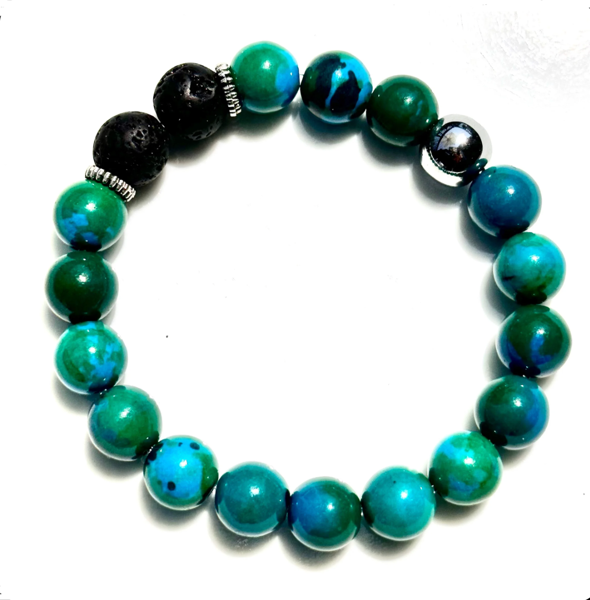 10MM Chrysocolla and Lava Rock