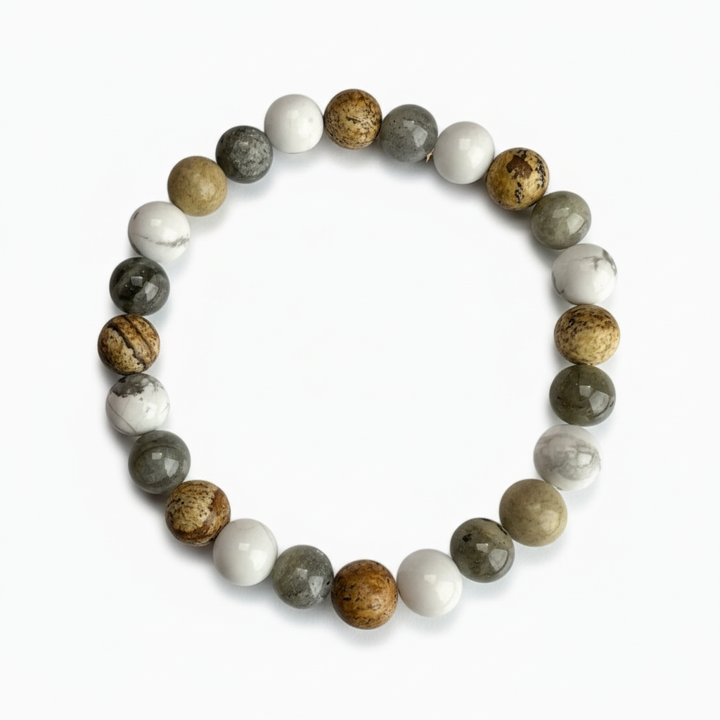8MM Howlite, Picture Jasper, and Labradorite