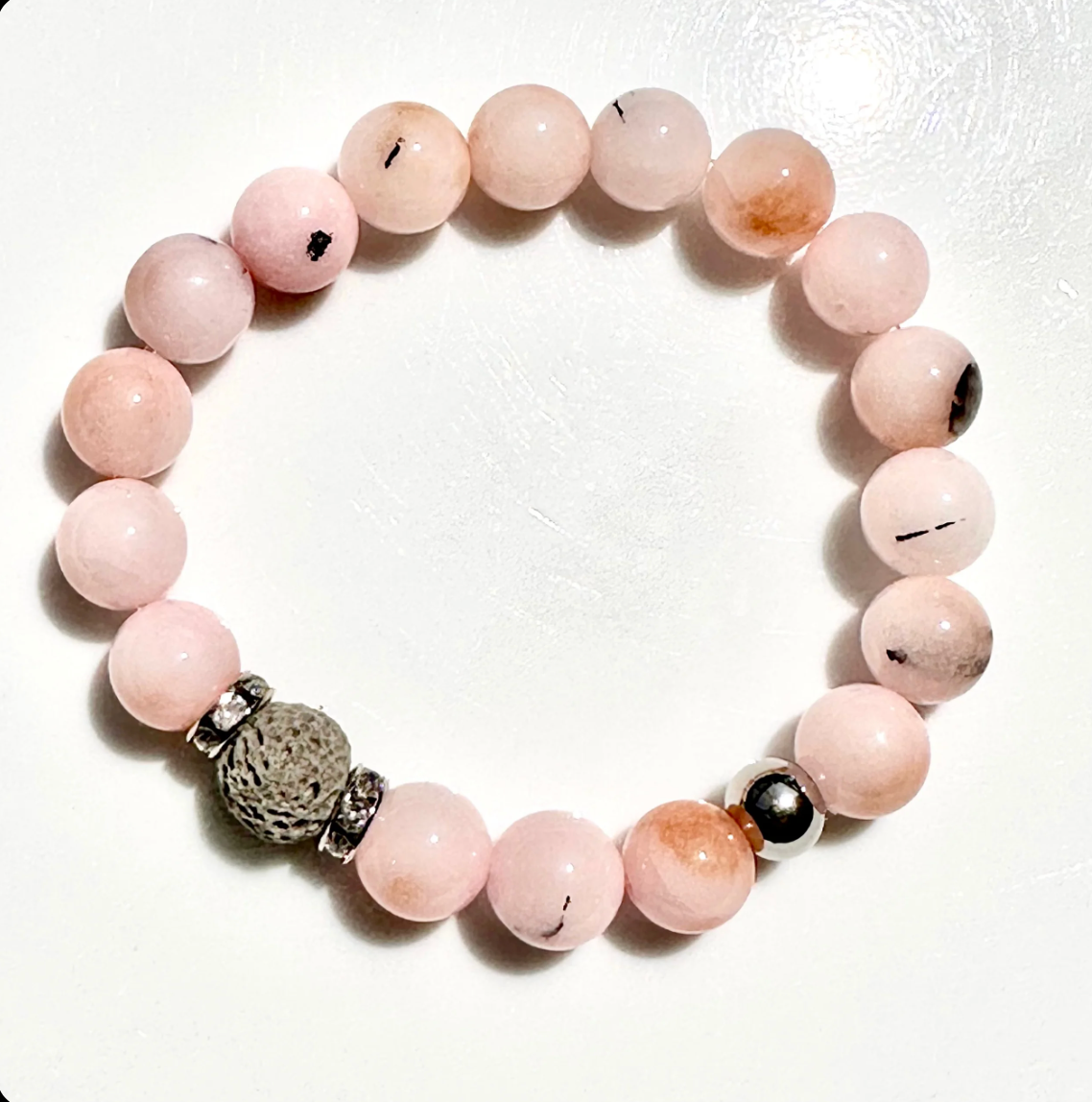 10MM Pink Opal and lava Rock