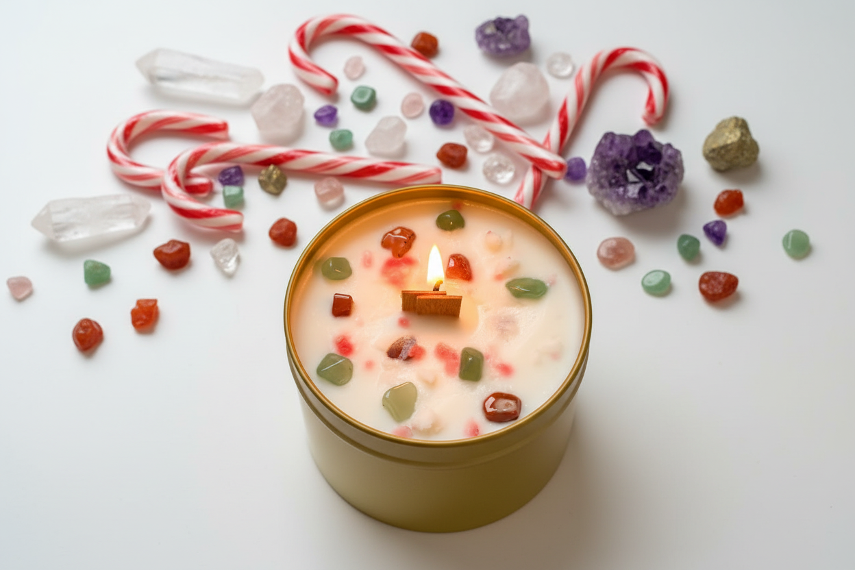 Warm sugar candy cane soy wax candle