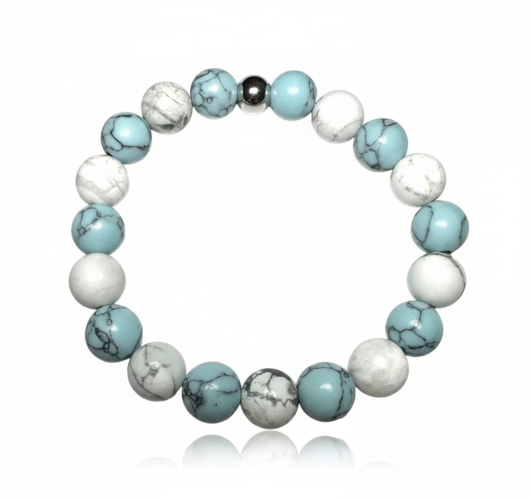 10MM White Howlite and Blue