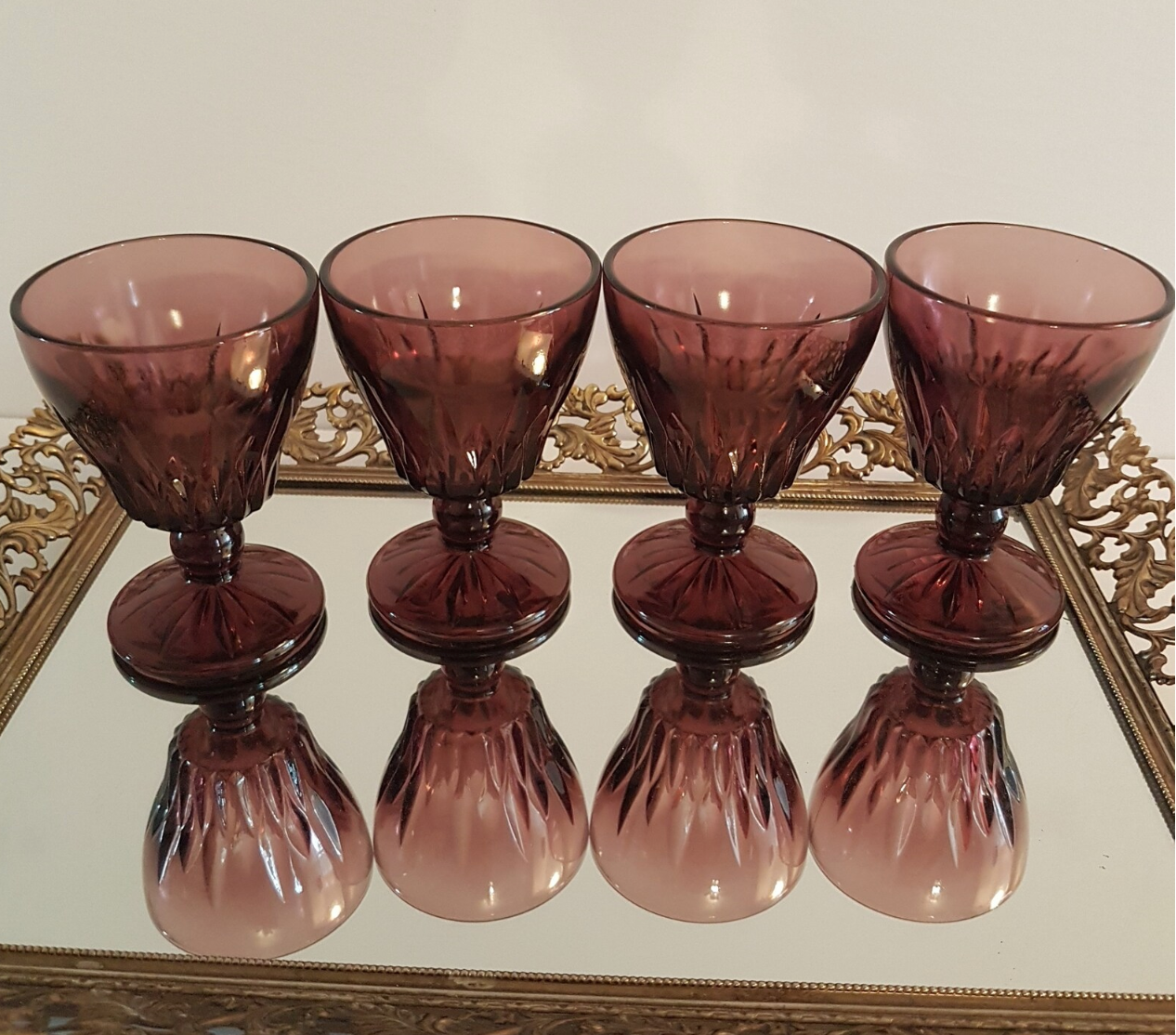 Hazel Atlas Moroccan Amethyst Wine Glass Gemstone Candle