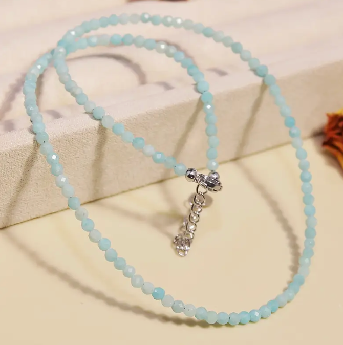 Crystal 2mm faceted beaded choker