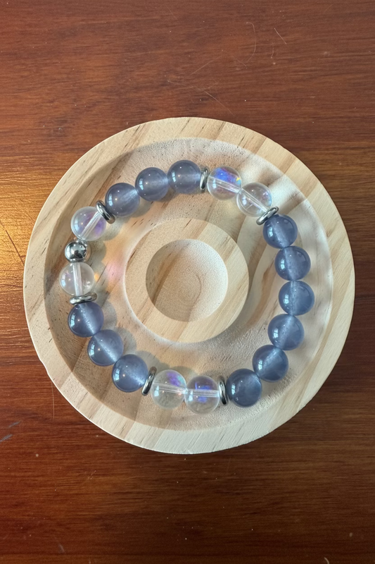 10MM BLUE AGATE+MERMAID GLASS