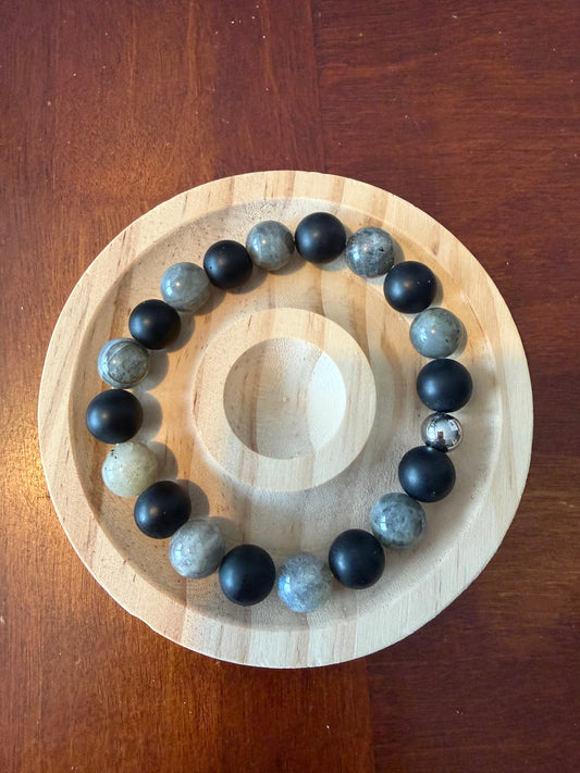 10MM Black Onyx and Labradorite