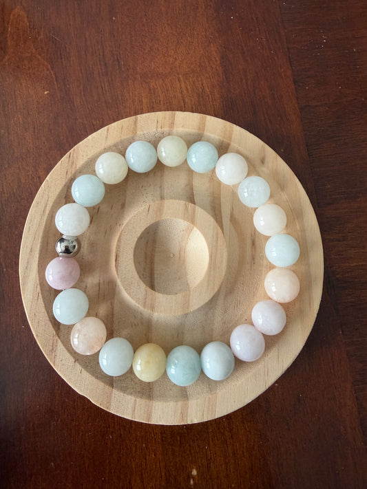 10MM Morganite Gemstone Stretch Bracelet