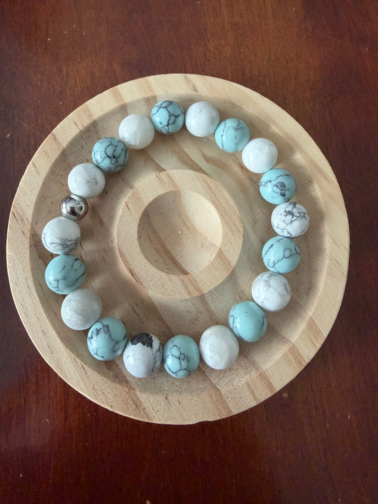 10MM White Howlite and Blue