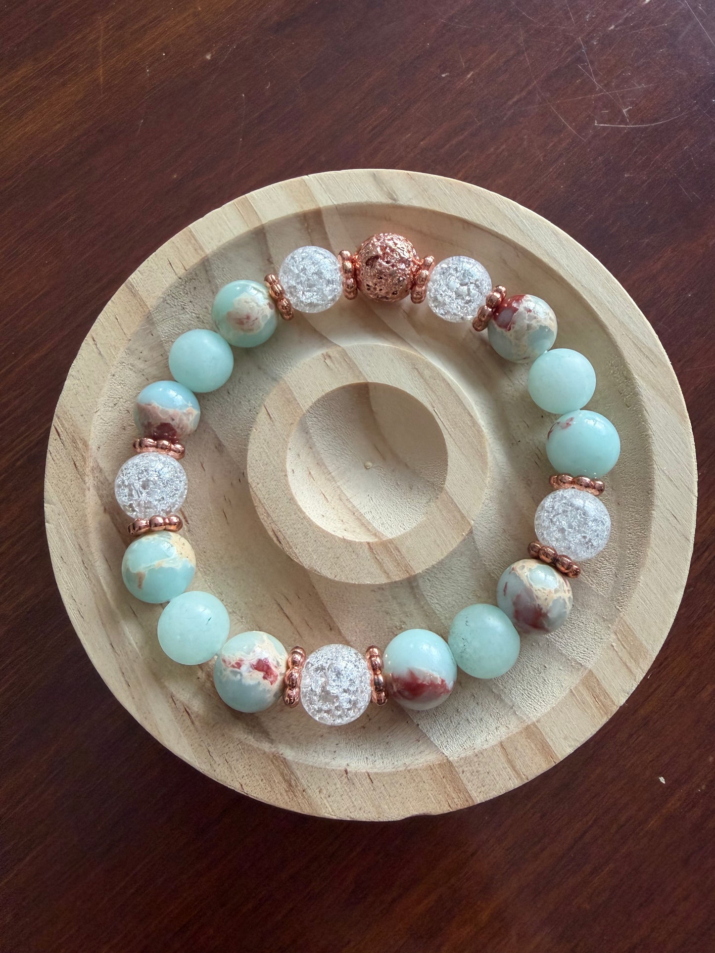10MM Amazonite+Imperior Jasper+Crackle Quartz Stretch Bracelet