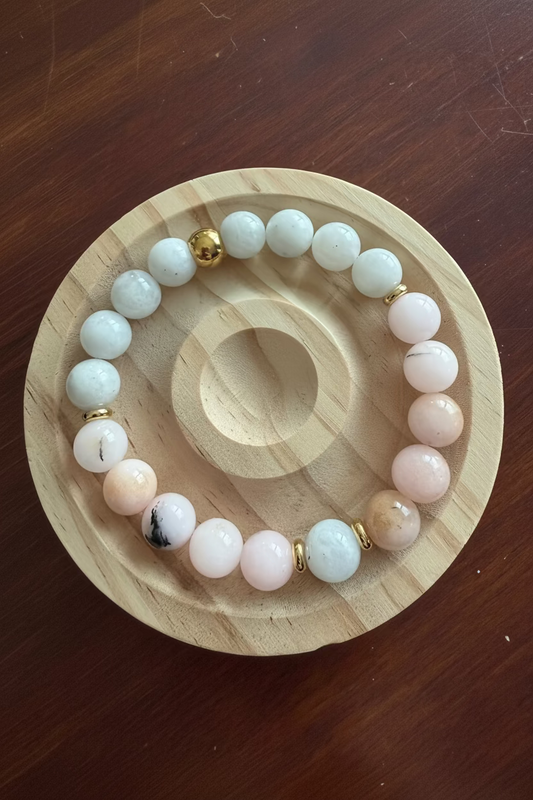 10mm Pink Opal and Moonstone Stretch Bracelet