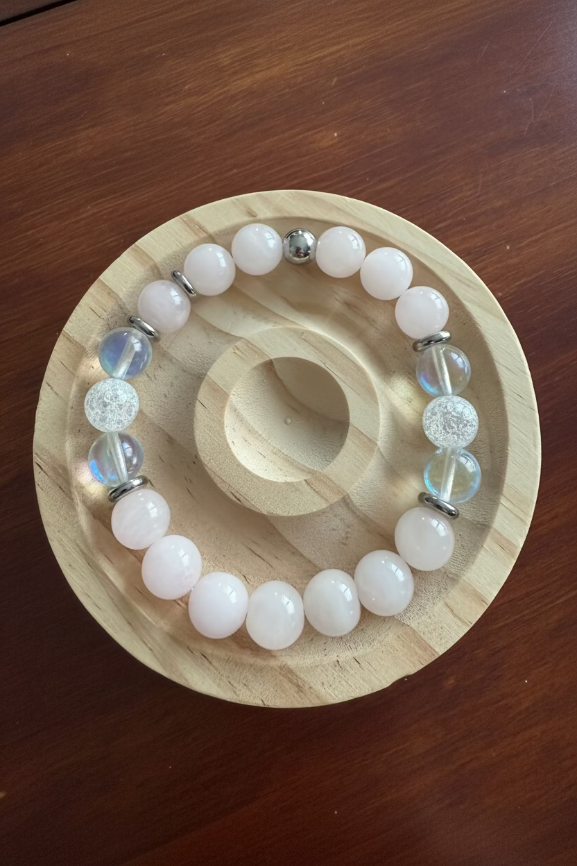 10MM Rose Quartz, Aura Quartz, and Quartz Bracelet