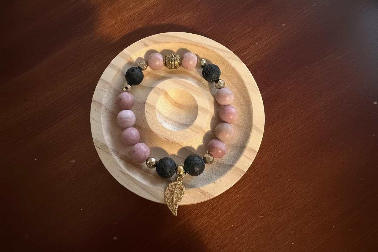 10MM Rhodonite, Lava Rock, and Hematite bracelet