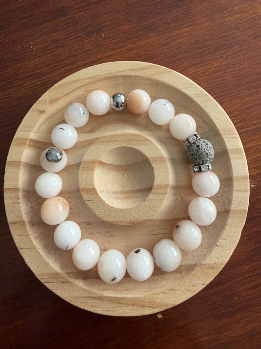 10MM Pink Opal and lava Rock