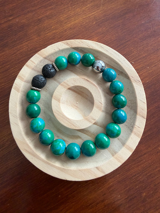 10MM Chrysocolla and Lava Rock