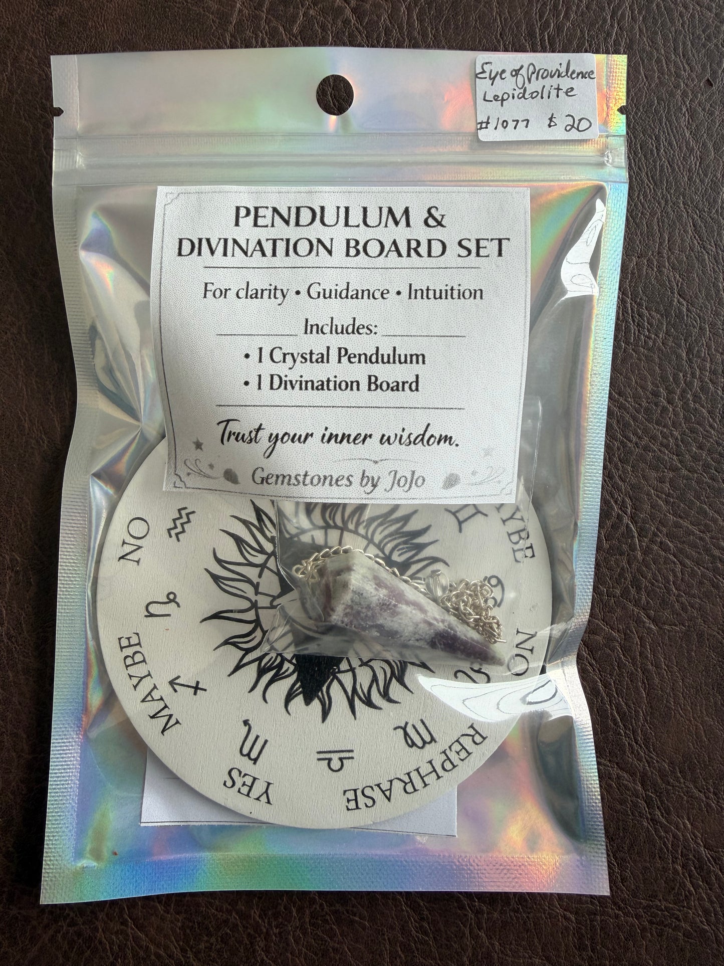 Dowsing Pendulums and 2 sided boards set