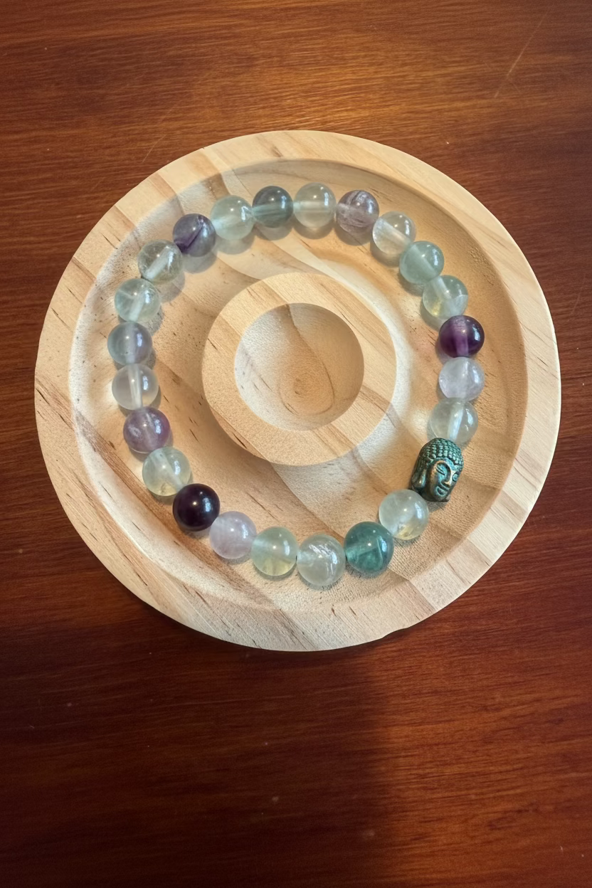 8MM Rainbow Fluorite 8mm Gemstone Stretch Bracelet