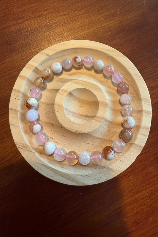 8MM Flower Agate Gemstone bracelet