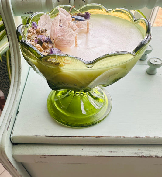 Vintage Anchor Hocking Candy Bowl Gemstone Candle