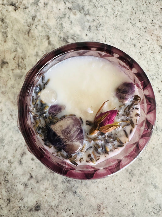 Vintage Amethyst Gemstone Candle