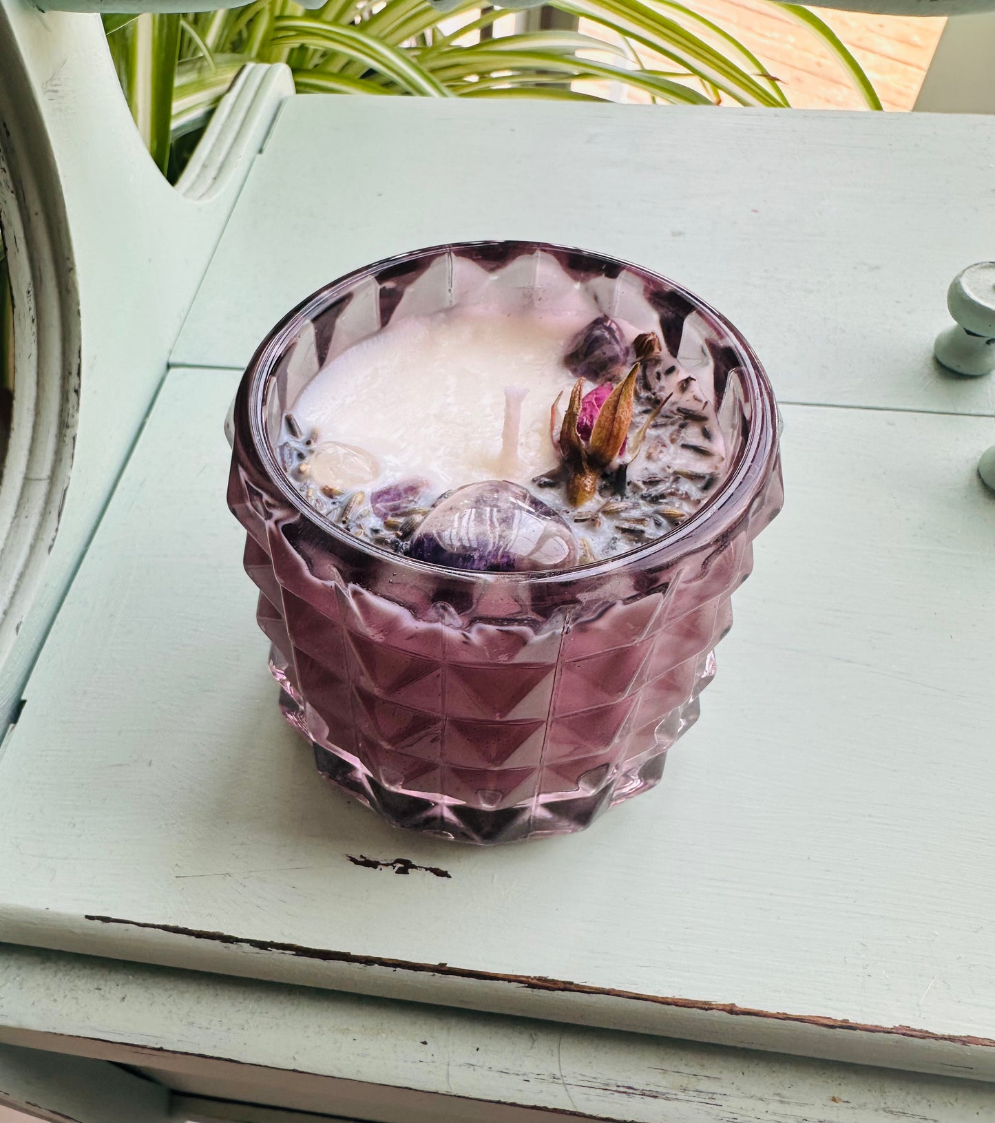 Vintage Amethyst Gemstone Candle