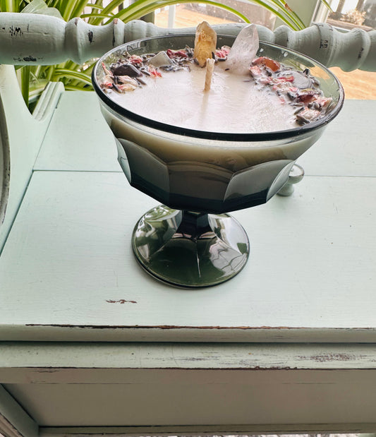 Vintage Anchor Hocking Glass Gemstone Candle