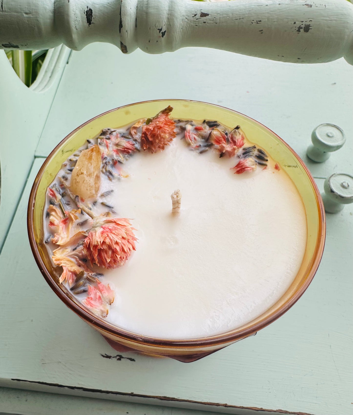 Vintage Amber Indiana Glass Gemstone Candle