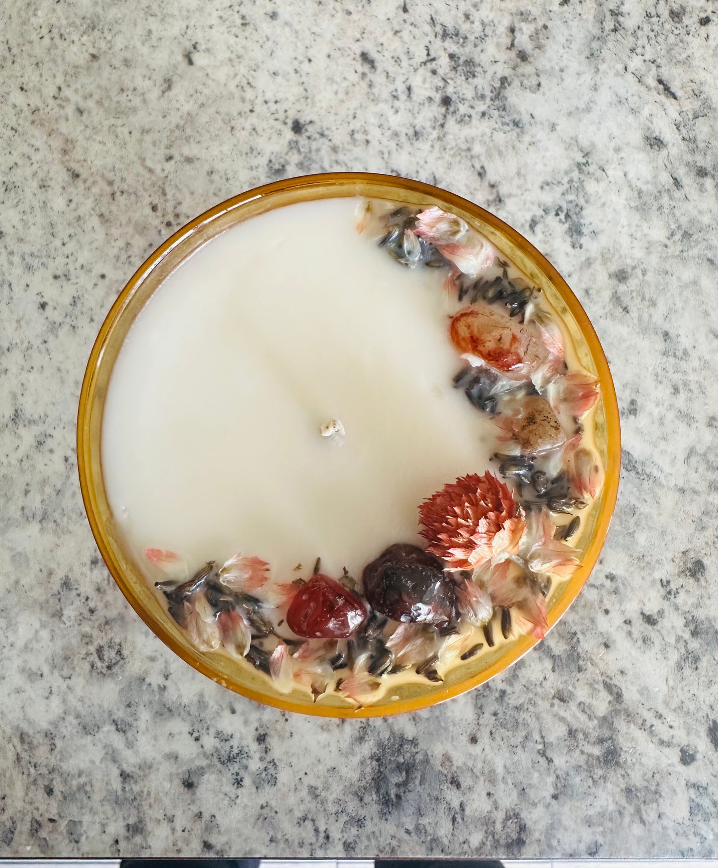 Vintage Amber Indiana Glass Gemstone Candle