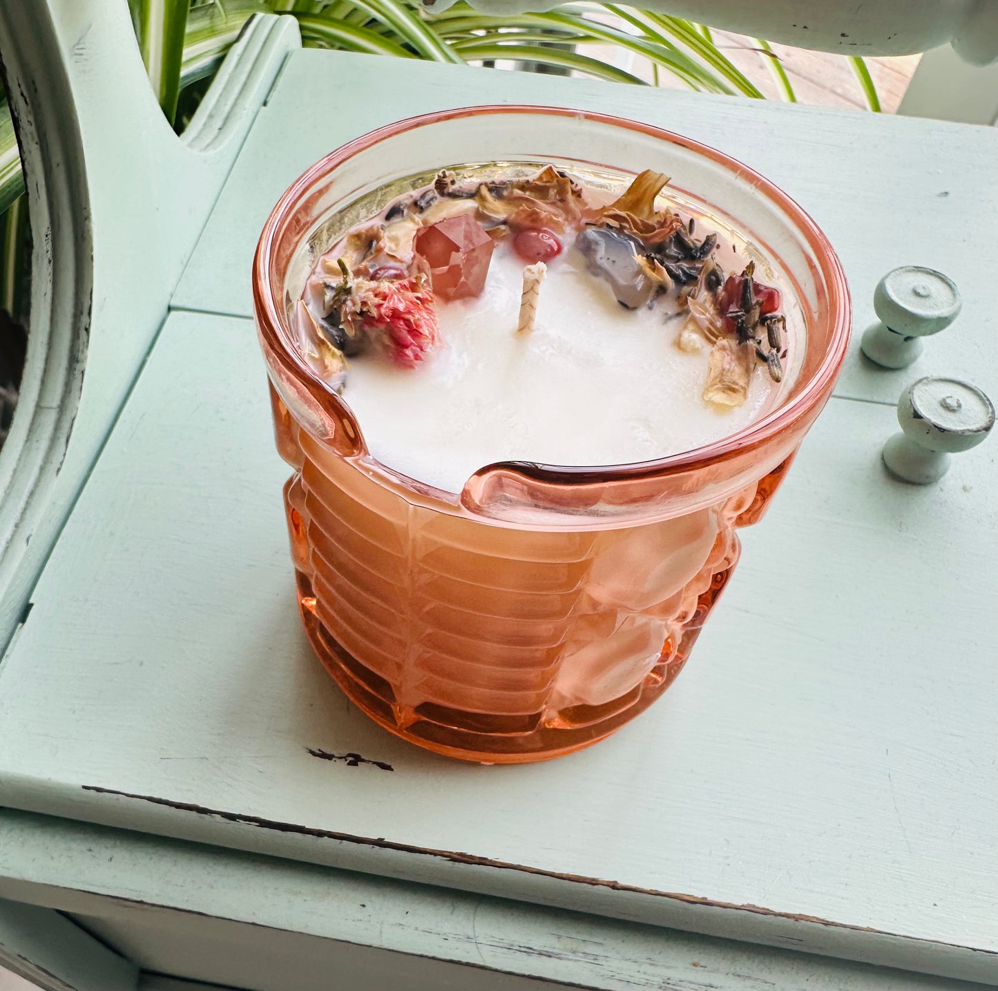 Vintage Peach Sugar / Vanity / Jelly Jam Jar