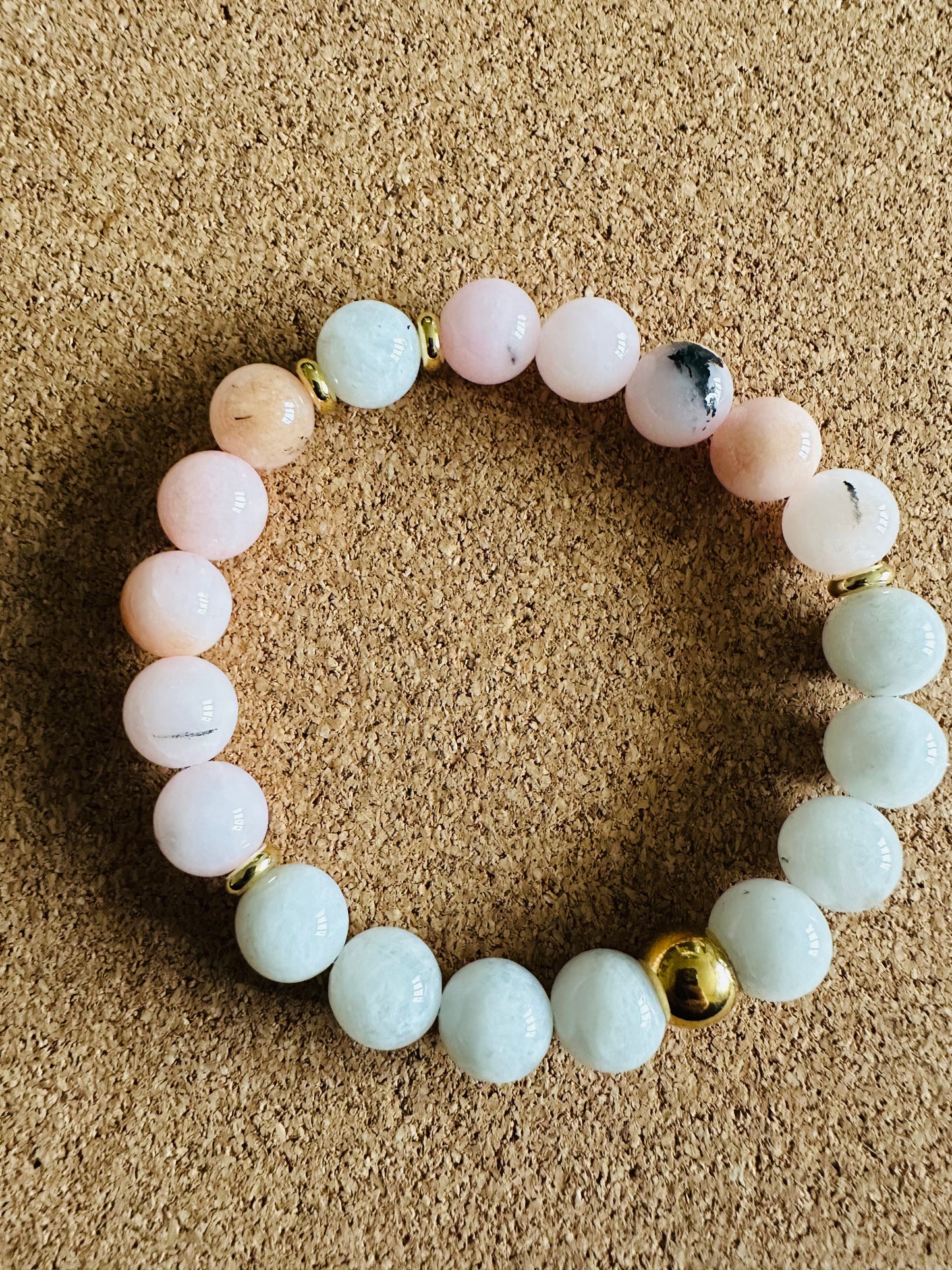 10mm Pink Opal and Moonstone Stretch Bracelet