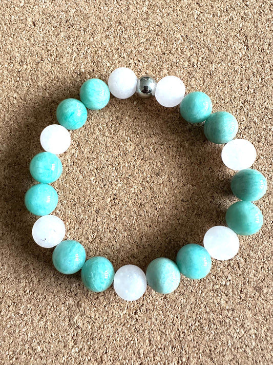 10mm Amazonite+Rose Quartz Stretch Bracelet