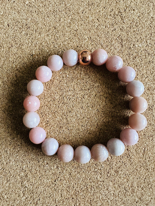 10mm Pink Opal Stretch Gemstone Bracelet