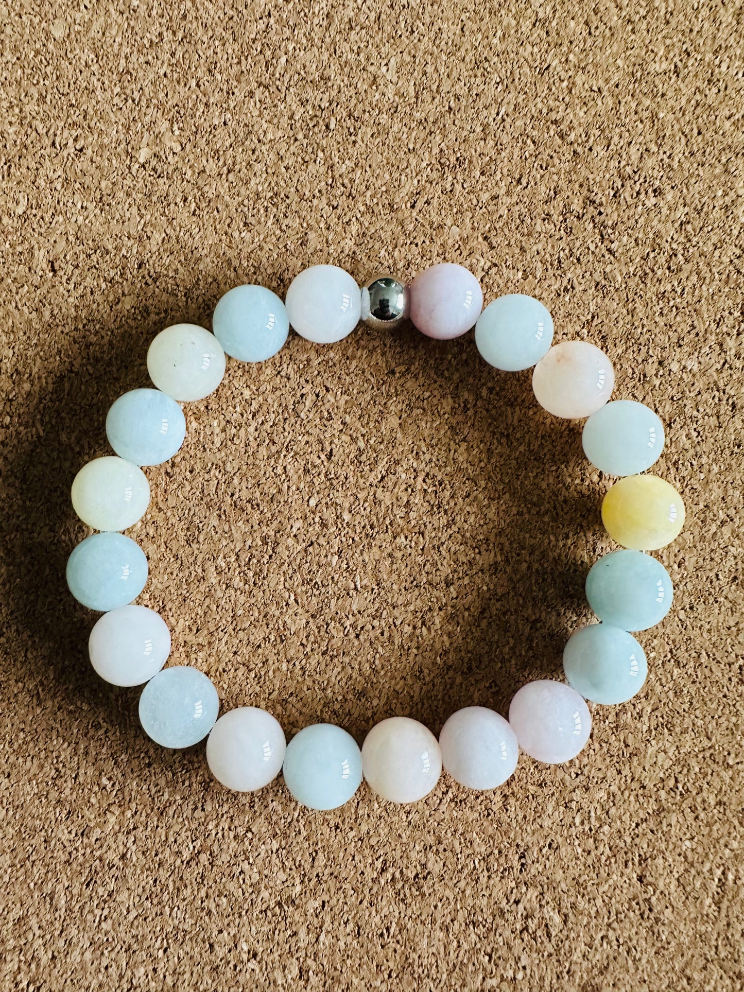 Morganite 10mm Gemstone Stretch Bracelet