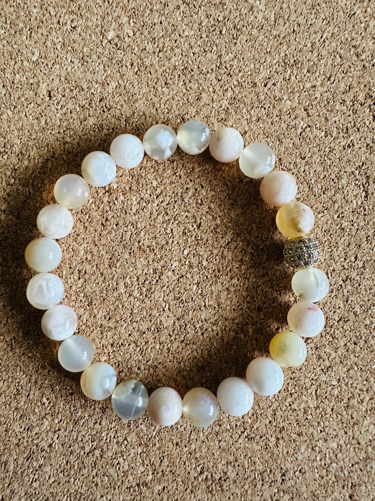 Flower Agate 8mm Gemstone Stretch Bracelet