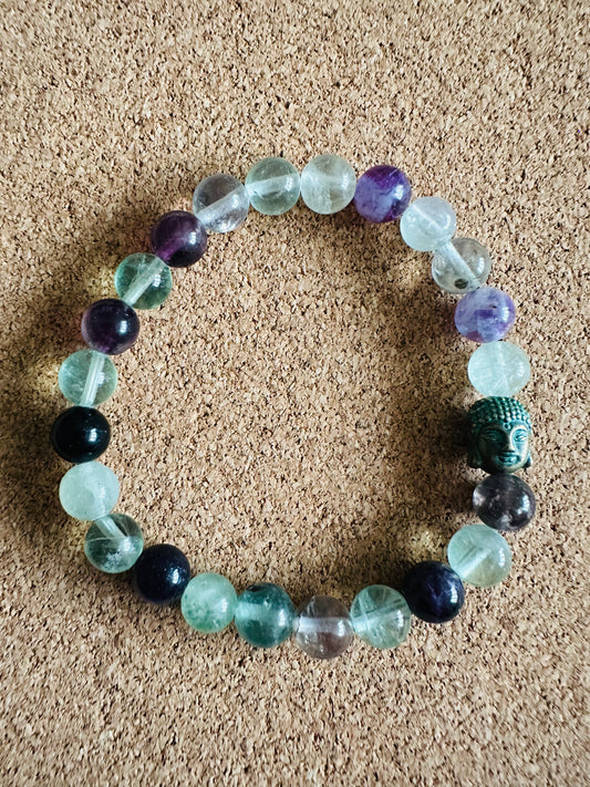 Rainbow Fluorite 8mm Gemstone Stretch Bracelet
