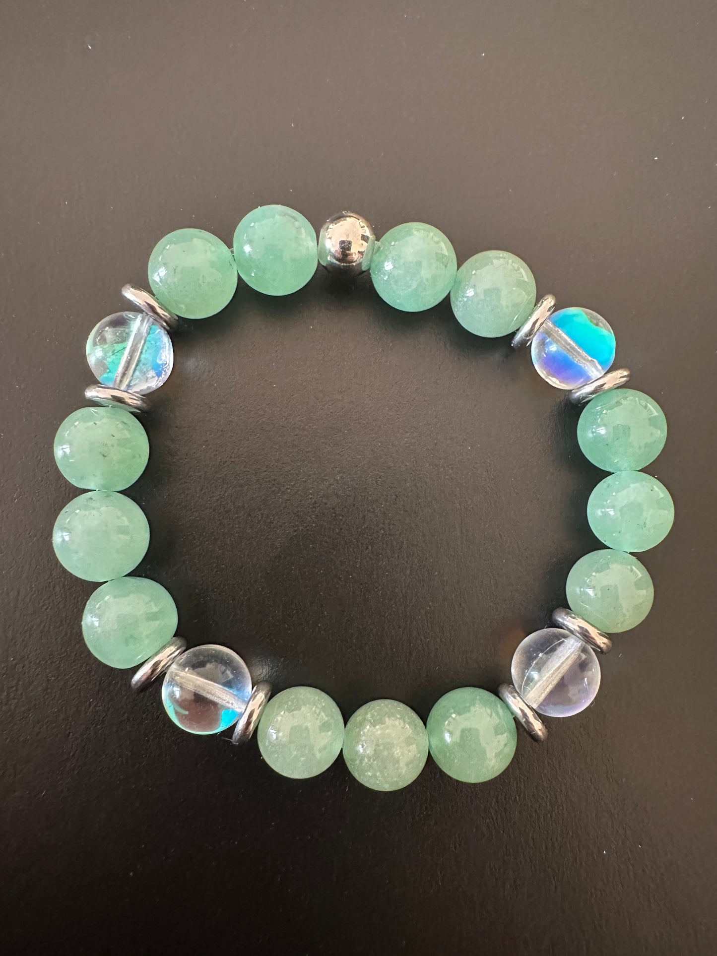 Aventurine & Mermaid Glass 10mm Gemsotnes Stretch Bracelet
