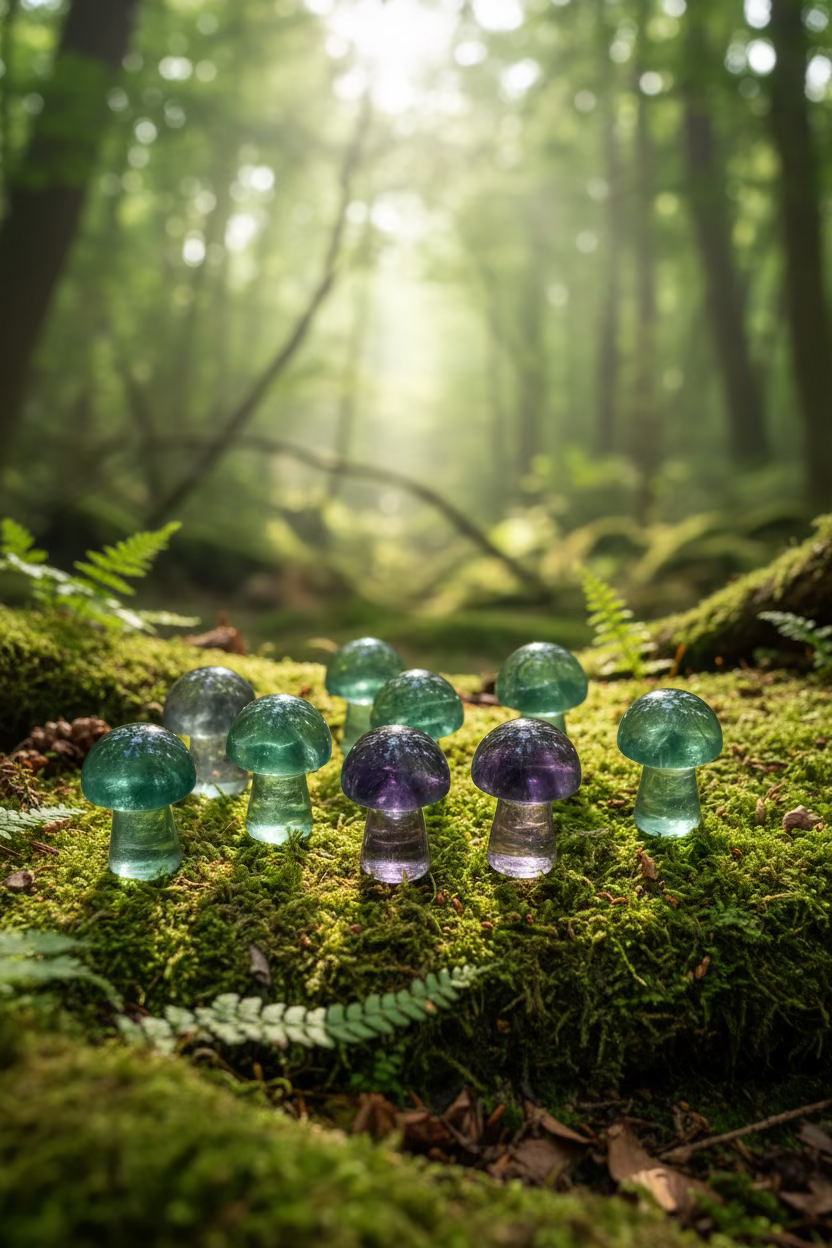 Rainbow Fluorite mushrooms