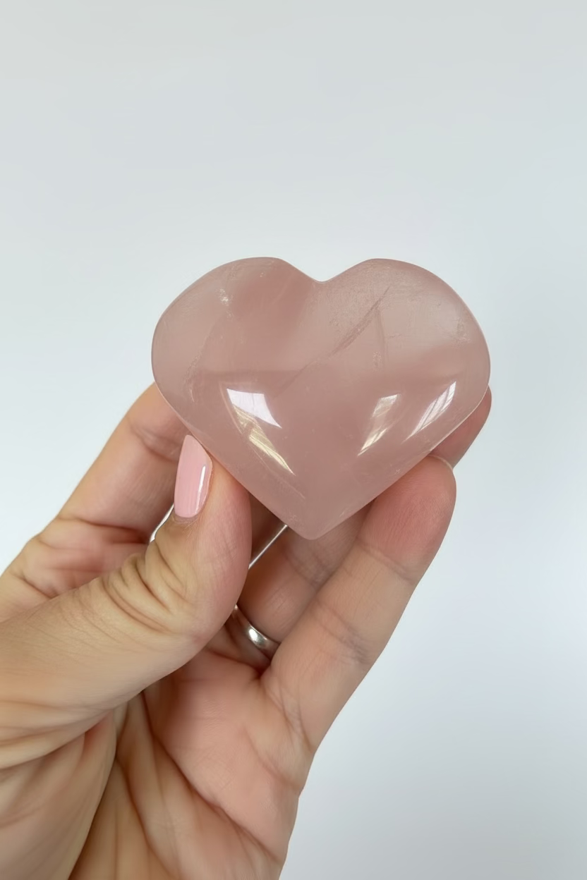 ROSE QUARTZ FACETED HEART
