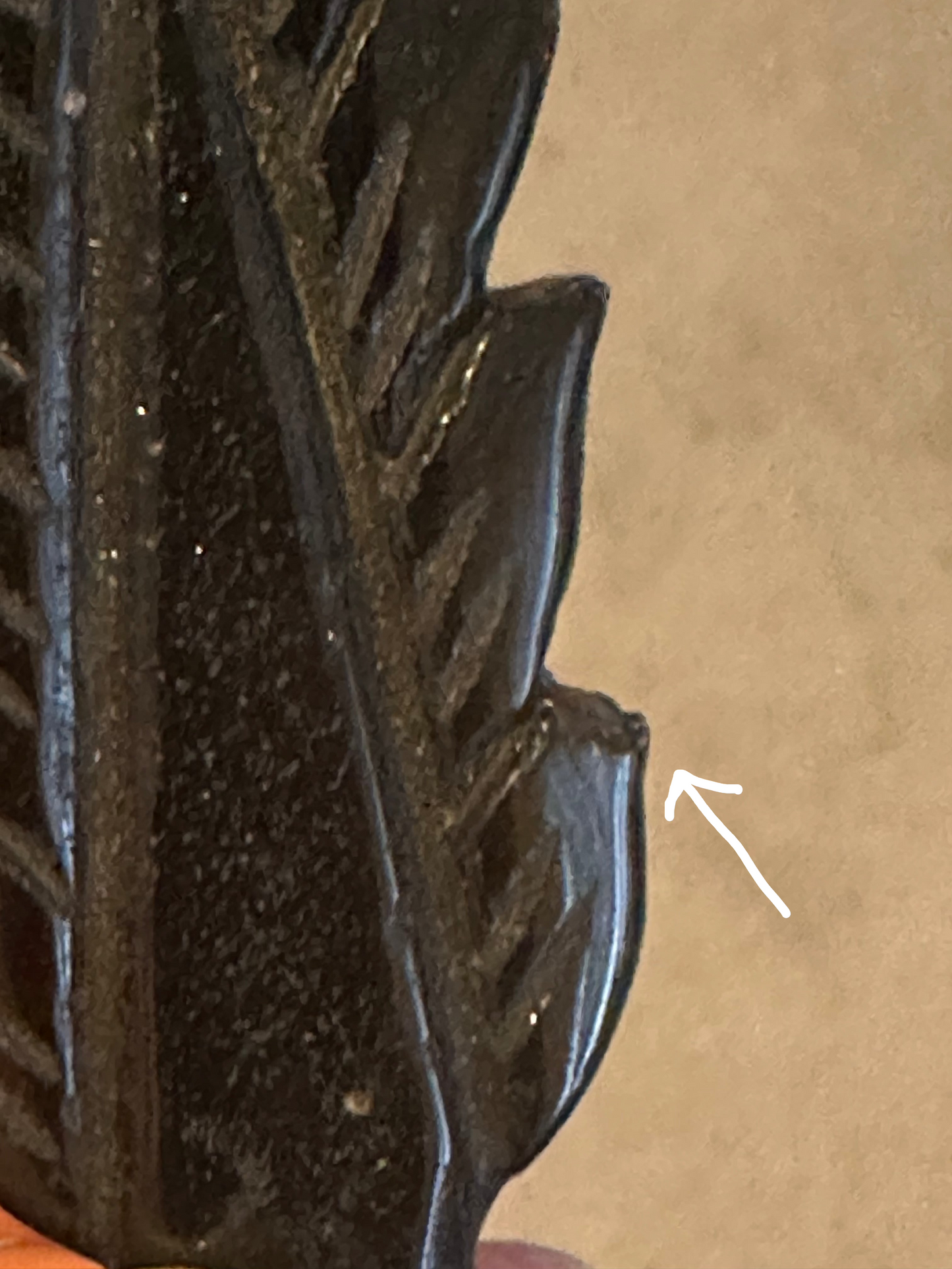 Crystal feather carving