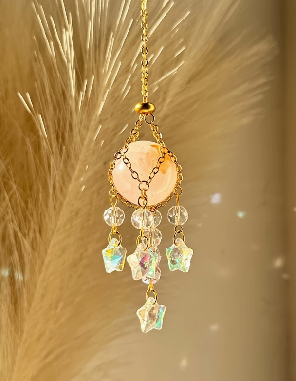 Rose Quartz Rear View Mirror Suncatcher